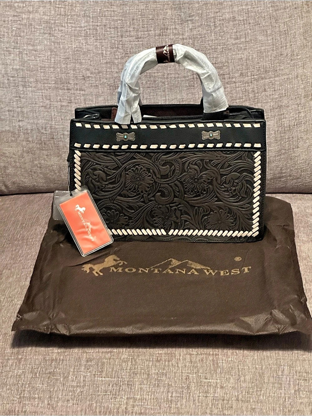 Montana West Tooled Tote Black
